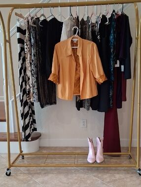 Coldwater Creek Mustard Yellow Button-Front Blouse